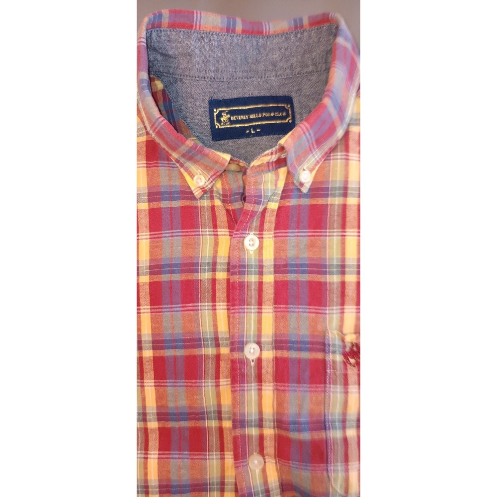 vintage polo club boy shirt youth L red plaid retro y2k 90s preppy‎ casual